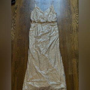 Adrianna Papell Champagne Sequin Maxi Slip Dress